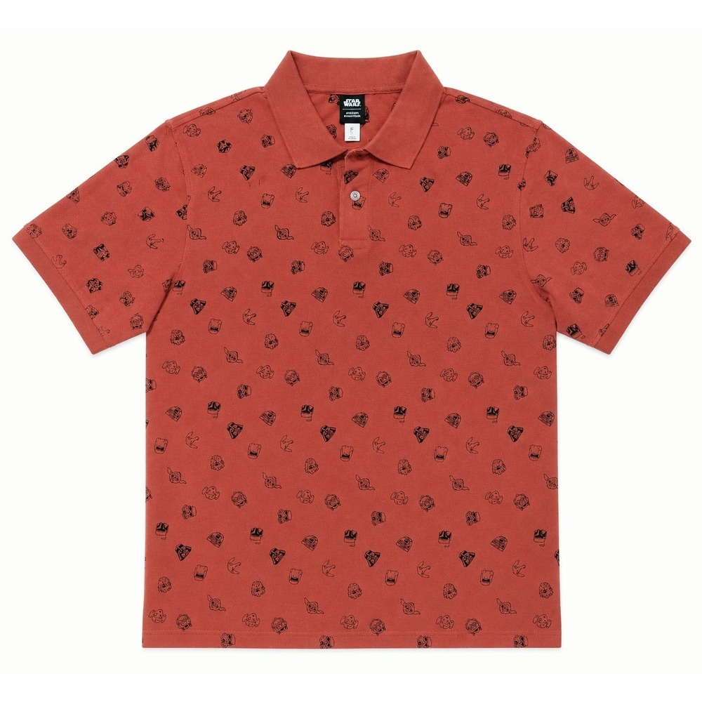 Star Wars men's Large polo shirt clay orange black short sleeve